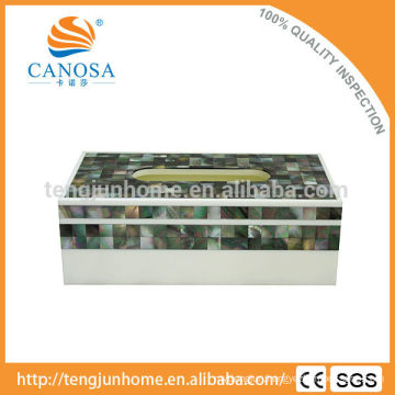 CANOSA Green Abalone Shell Rectangle Tissue Box Case Cover plastic napkin holder